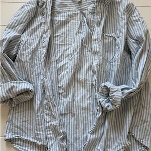 Old Navy Blue and White Striped Button-Down Shirt